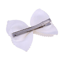 HKM-932691 Pearl Bow Hair Clip with White Crystal Accent for Women