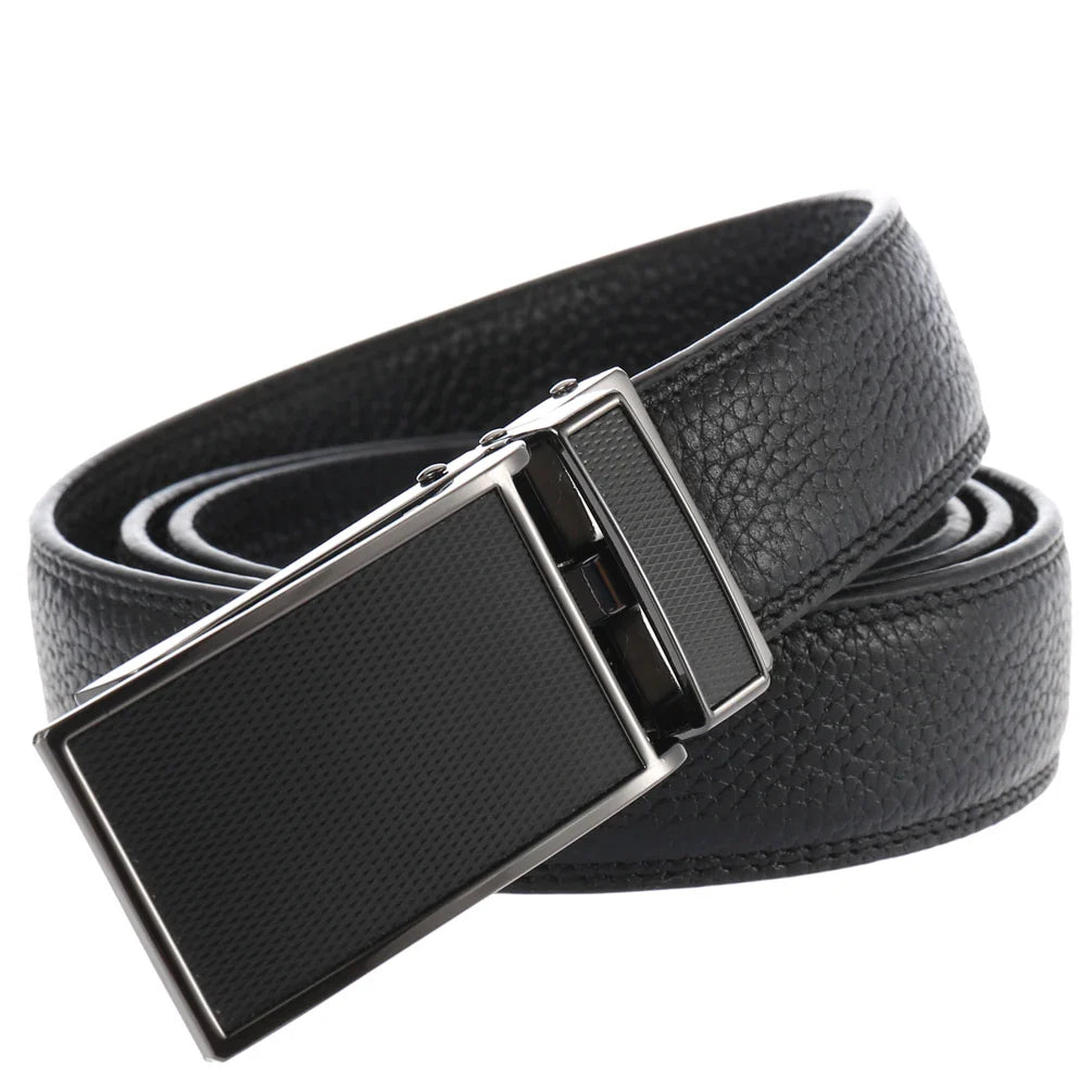 HKM-004115 Zinc Alloy Automatic Buckle Leather Belt - Stylish and Durable Design, Adjustable Fit