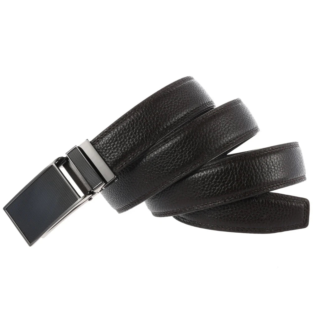 HKM-004115 Zinc Alloy Automatic Buckle Leather Belt - Stylish and Durable Design, Adjustable Fit