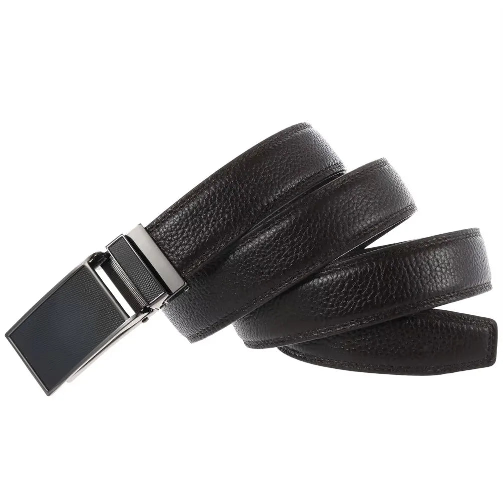 HKM-004115 Zinc Alloy Automatic Buckle Leather Belt - Stylish and Durable Design, Adjustable Fit