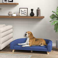 HKM-171539 Large Dog and Cat Sofa Bed with Washable Cushion, Elevated Design, Blue Color