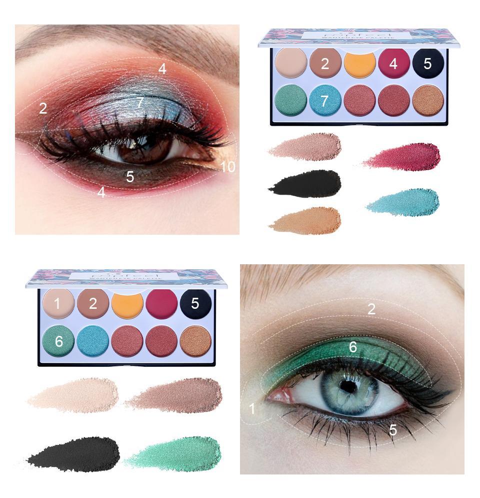 HKM-555923 Matte Waterproof Eyeshadow Palette with 10 Vibrant Colors for Natural Makeup