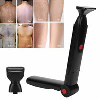 HKM-595283 Electric Back Hair Shaver with 180° Foldable Handle and Dual Blades for Safe, Smooth Hair Removal