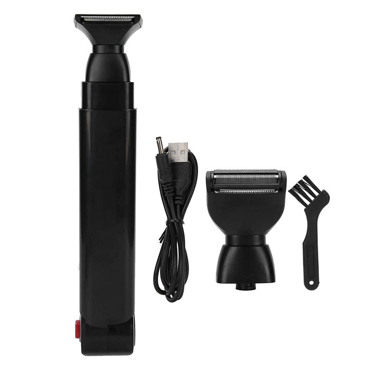 HKM-595283 Electric Back Hair Shaver with 180° Foldable Handle and Dual Blades for Safe, Smooth Hair Removal