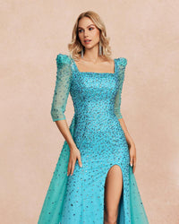 HKM-563155 Elegant Blue Evening Dress - Style EZ25096