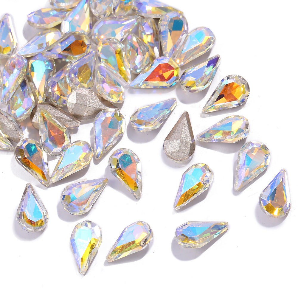 HKM-808275 Starry Sky Transparent Water Drop Nail Decoration Set - 100PCS Sweet Style Diamond Ornaments