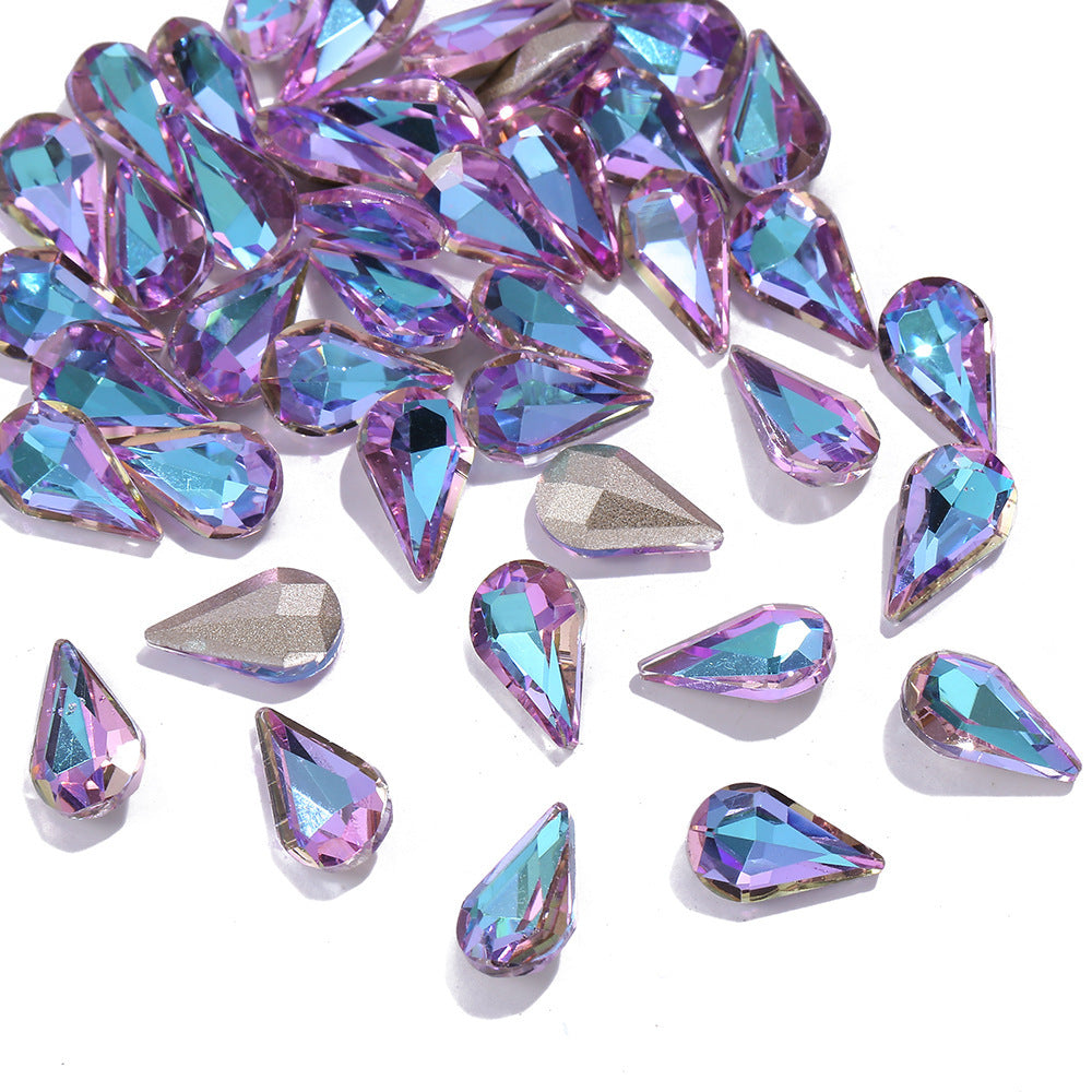 HKM-808275 Starry Sky Transparent Water Drop Nail Decoration Set - 100PCS Sweet Style Diamond Ornaments