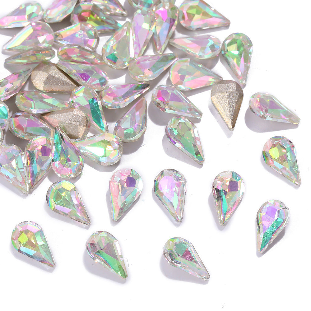 HKM-808275 Starry Sky Transparent Water Drop Nail Decoration Set - 100PCS Sweet Style Diamond Ornaments