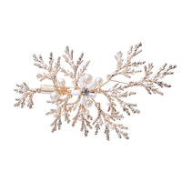 HKM-798163 Elegant Alloy Flower Hairpin with Milky White Crystals for Weddings