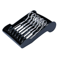 HKM-807123 Stylish Scissors Storage Box for Hairstylists - Non-Slip Display Rack in Black and Grey, Holds 6-8 Scissors