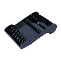 HKM-807123 Stylish Scissors Storage Box for Hairstylists - Non-Slip Display Rack in Black and Grey, Holds 6-8 Scissors