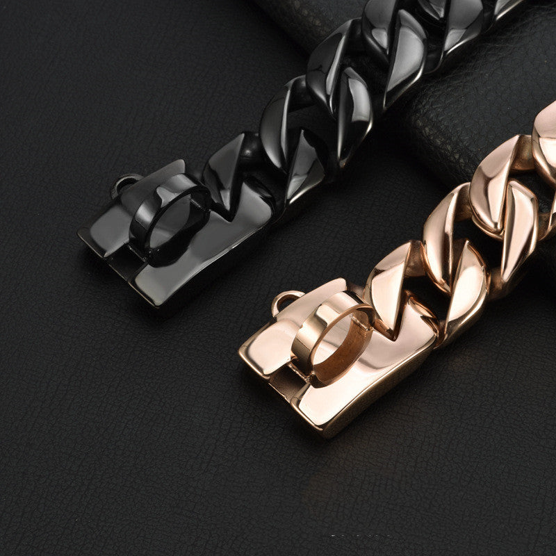 HKM-180307 Stainless Steel Rose Gold 32MM Wide Dog Leash for Medium and Large Dogs