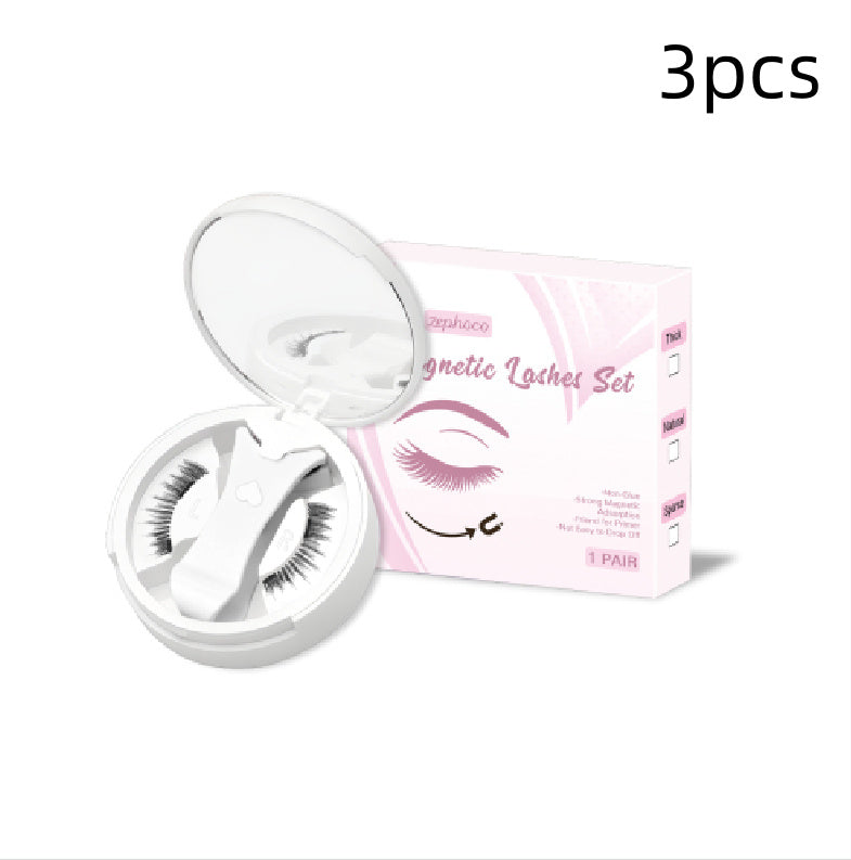 HKM-469139 Magnetic False Eyelashes Set - Includes 1/2/3 Pairs of Strips, Made with Chemical Fiber