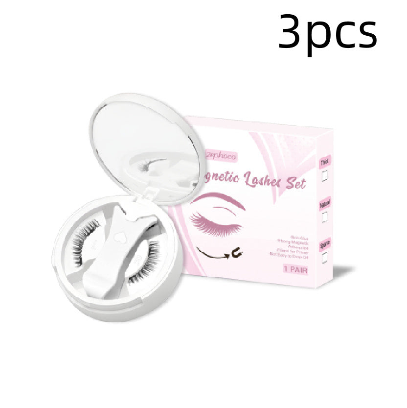 HKM-469139 Magnetic False Eyelashes Set - Includes 1/2/3 Pairs of Strips, Made with Chemical Fiber