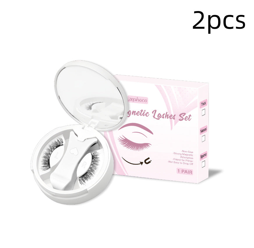 HKM-469139 Magnetic False Eyelashes Set - Includes 1/2/3 Pairs of Strips, Made with Chemical Fiber