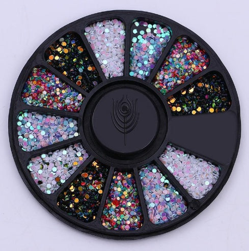 HKM-904275 Gold-Plated Fancy Shape Diamond Manicure Box - 12 Unique Designs in Alloy