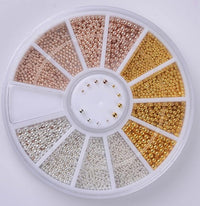HKM-904275 Gold-Plated Fancy Shape Diamond Manicure Box - 12 Unique Designs in Alloy
