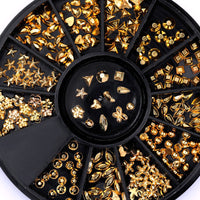 HKM-904275 Gold-Plated Fancy Shape Diamond Manicure Box - 12 Unique Designs in Alloy