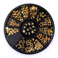 HKM-904275 Gold-Plated Fancy Shape Diamond Manicure Box - 12 Unique Designs in Alloy
