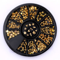 HKM-904275 Gold-Plated Fancy Shape Diamond Manicure Box - 12 Unique Designs in Alloy