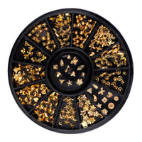 HKM-904275 Gold-Plated Fancy Shape Diamond Manicure Box - 12 Unique Designs in Alloy