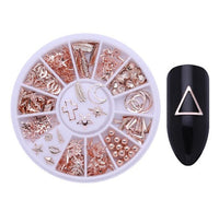 HKM-904275 Gold-Plated Fancy Shape Diamond Manicure Box - 12 Unique Designs in Alloy
