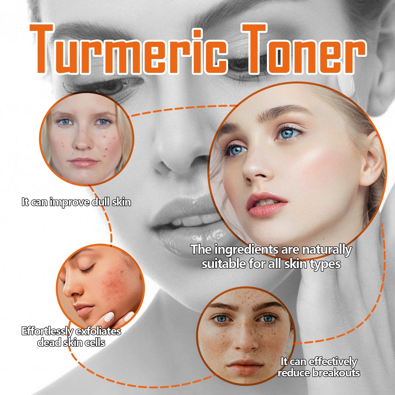HKM-503891 Turmeric Moisturizing Facial Skin Lotion with Collagen & Aloe Extract, 100ml