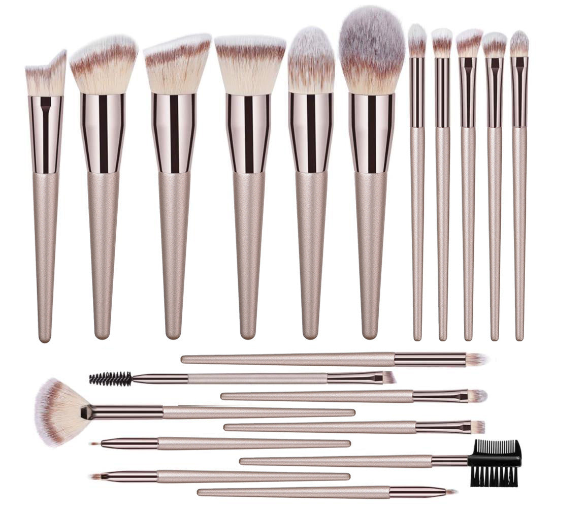 HKM-478227 22-Piece Loose Powder Blush and Eyeshadow Makeup Brush Set with Wooden Handles and Soft Man-Made Fibers