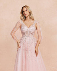 HKM-496467 Elegant Pink Luxury Women’s Dress - EZ25057 Model