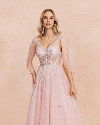 HKM-496467 Elegant Pink Luxury Women’s Dress - EZ25057 Model