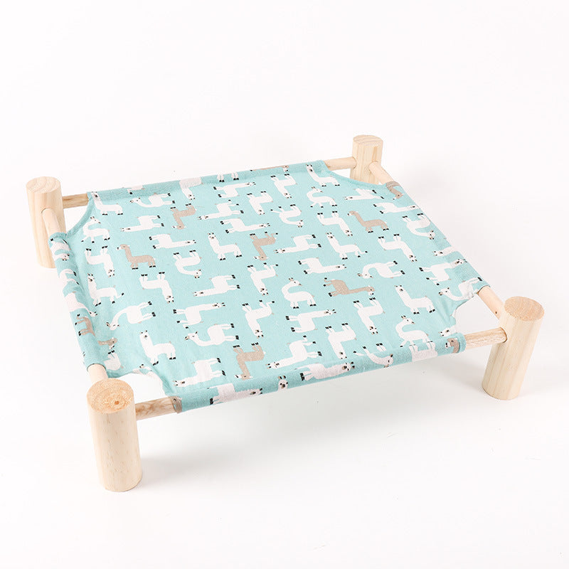 HKM-708179 Wooden Pet Camping Bed for Small Dogs and Cats - Easy to Remove and Wash, Available in Various Stylish Covers