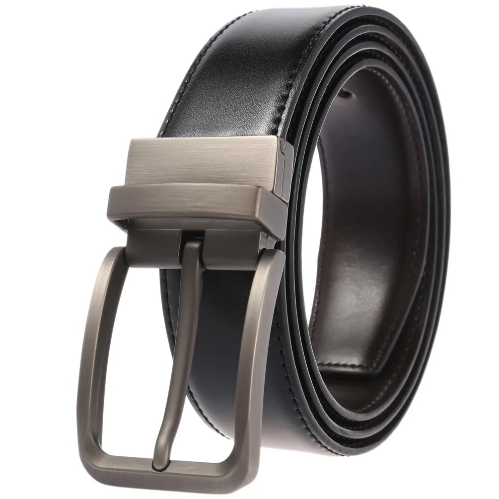 HKM-622099 Perforated Two-Layer Cowhide Casual Belt for Men - Model LY35-ZZ4018-1