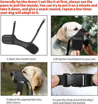 HKM-832531 Adjustable Soft Mesh Dog Muzzle for Small, Medium, and Large Dogs ¨C Humane Design for Preventing Biting, Chewing, and Licking with Open Front for Comfortable Panting and Drinking
