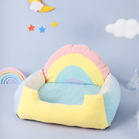 HKM-738643 Rainbow Dual-Purpose Pet Bed - Soft Plush and PP Cotton Sleeping Mat for Cats and Small Pets