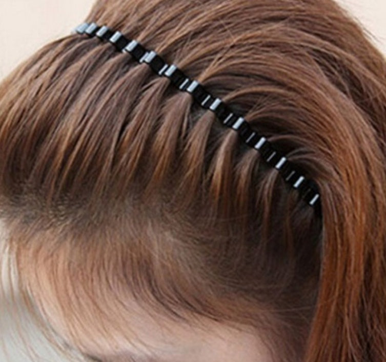 HKM-036755 Non-slip Steel All-match Headband in Black, Unisex Korean Style