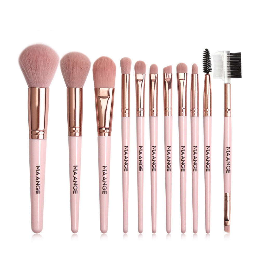 HKM-501587 18-Piece Pink Makeup Brush Set for Powder and Eyeshadow Application