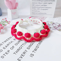 HKM-718099 Strawberry Wool Knitted Cat and Dog Collar - Multiple Sizes Available