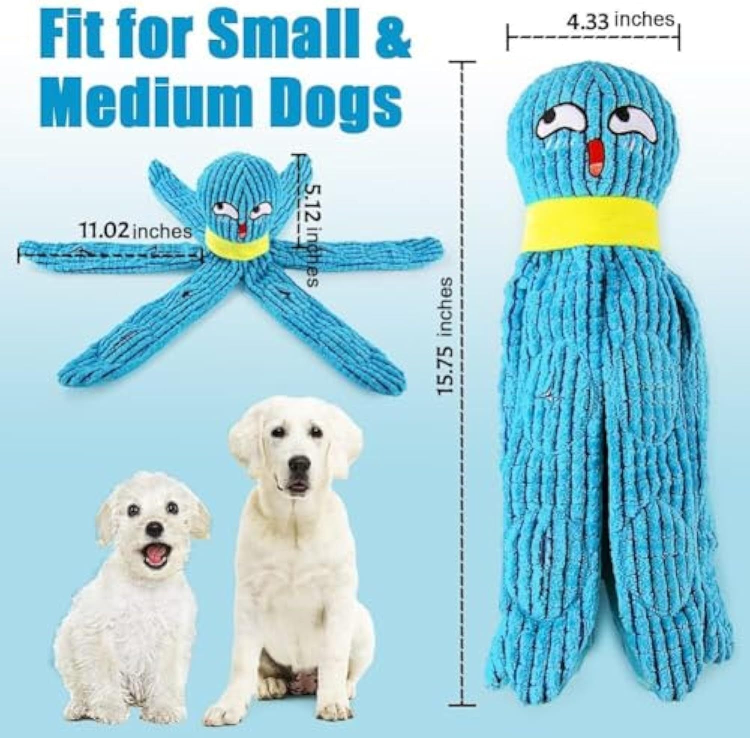 HKM-205971 Interactive Plush Octopus Dog Toy for Stress Relief and Natural Foraging, Ideal for Dogs of All Sizes