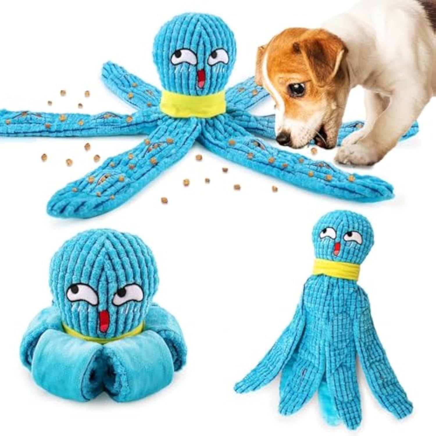 HKM-205971 Interactive Plush Octopus Dog Toy for Stress Relief and Natural Foraging, Ideal for Dogs of All Sizes