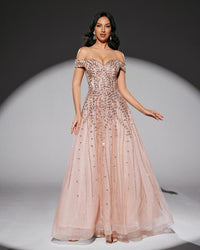 HKM-338387 Elegant Pink Evening Gown for Special Occasions