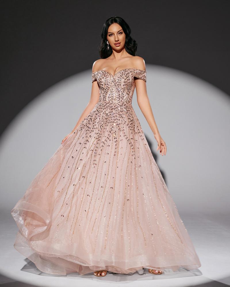 HKM-338387 Elegant Pink Evening Gown for Special Occasions