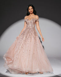 HKM-338387 Elegant Pink Evening Gown for Special Occasions