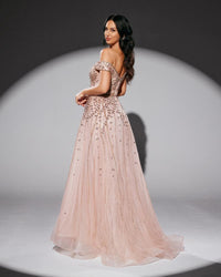 HKM-338387 Elegant Pink Evening Gown for Special Occasions