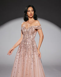 HKM-338387 Elegant Pink Evening Gown for Special Occasions