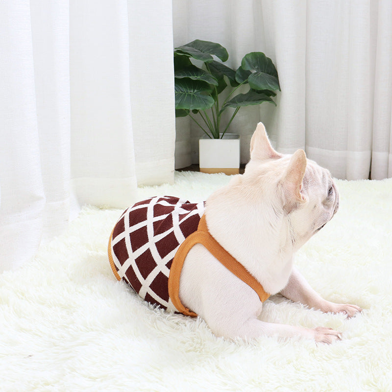HKM-368211 Plush Grid Design Dog Sweater for Short Pugs and Fat Dogs