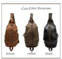 HKM-484435 Handmade Genuine Leather Men's Crossbody Chest Bag in Brown/Black/Coffee