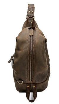 HKM-484435 Handmade Genuine Leather Men's Crossbody Chest Bag in Brown/Black/Coffee
