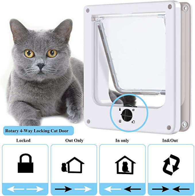 HKM-299475 Indoor Cat and Dog Door with Rotary Lock and Magnetic Closure - Weatherproof Design for Cats and Small Dogs - Various Sizes Available