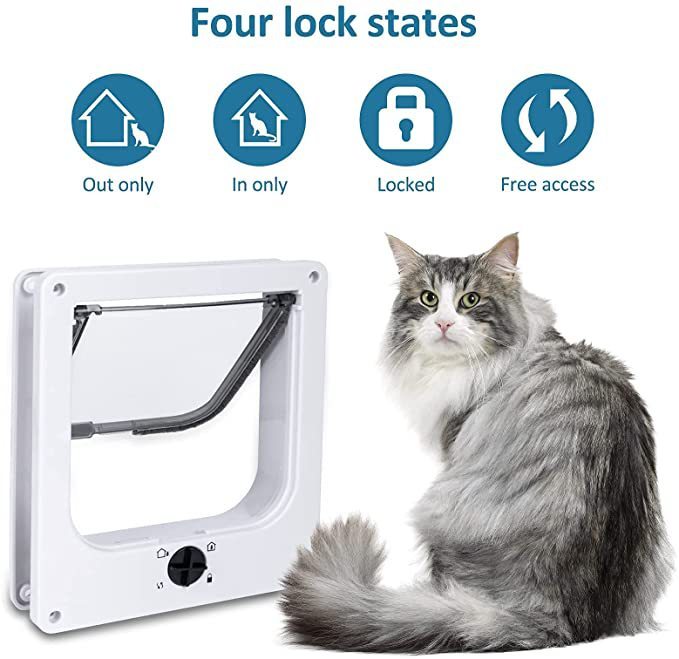 HKM-299475 Indoor Cat and Dog Door with Rotary Lock and Magnetic Closure - Weatherproof Design for Cats and Small Dogs - Various Sizes Available