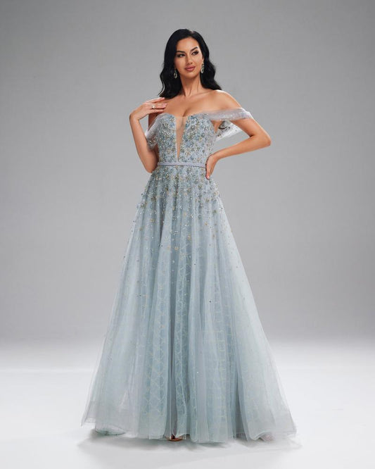 HKM-026515 Silver Evening Dress for Women - Model EZ25196